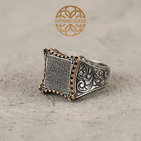 Engraved Kufic Esma-i Hüsna Silver Ring