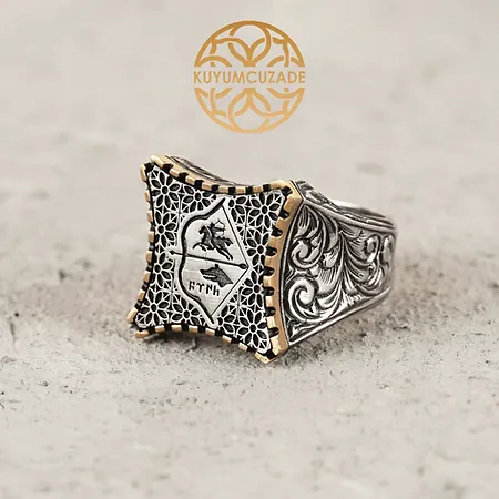 Engraved Göktürk Silver Ring