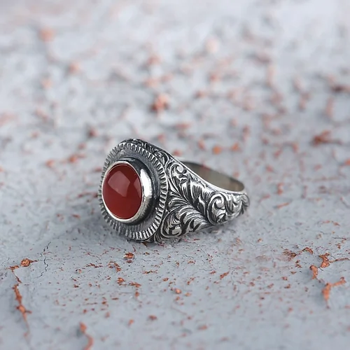 Kahve Agate Silver Ring