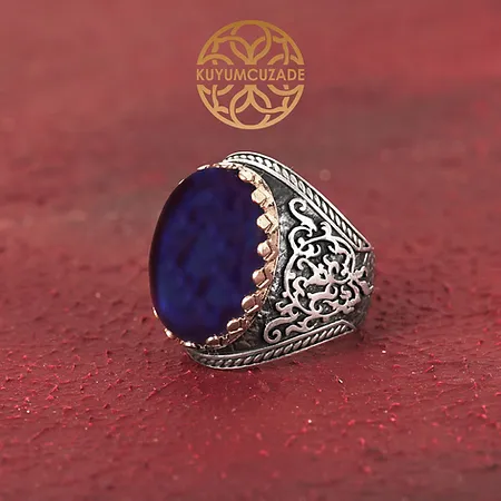 Navy Fire Amber Stone-set Silver Ring