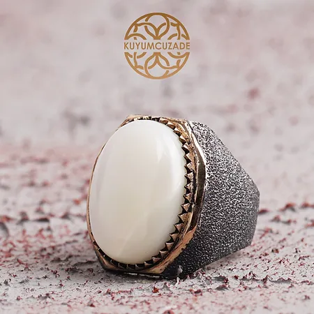 Kumlama Patterned Mother-of-Pearl Stone-set Silver Ring