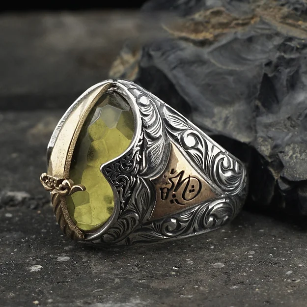 Color Changing Zultanit Stone-set Sword Engraved Silver Ring