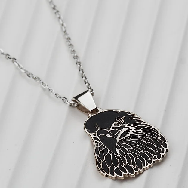 Eagle Engraved Silver Necklace
