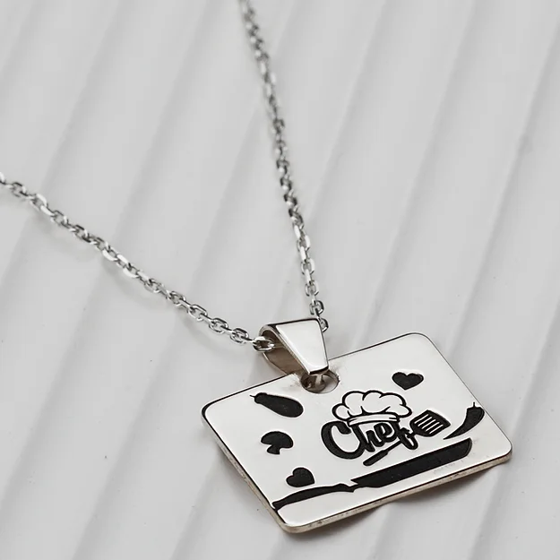 Master Chef Design Silver Necklace
