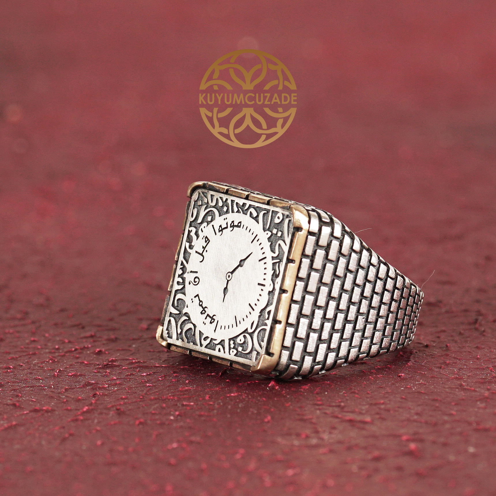 Kale Nasihat Olarak Ölüm Yeter Engraved Silver Ring