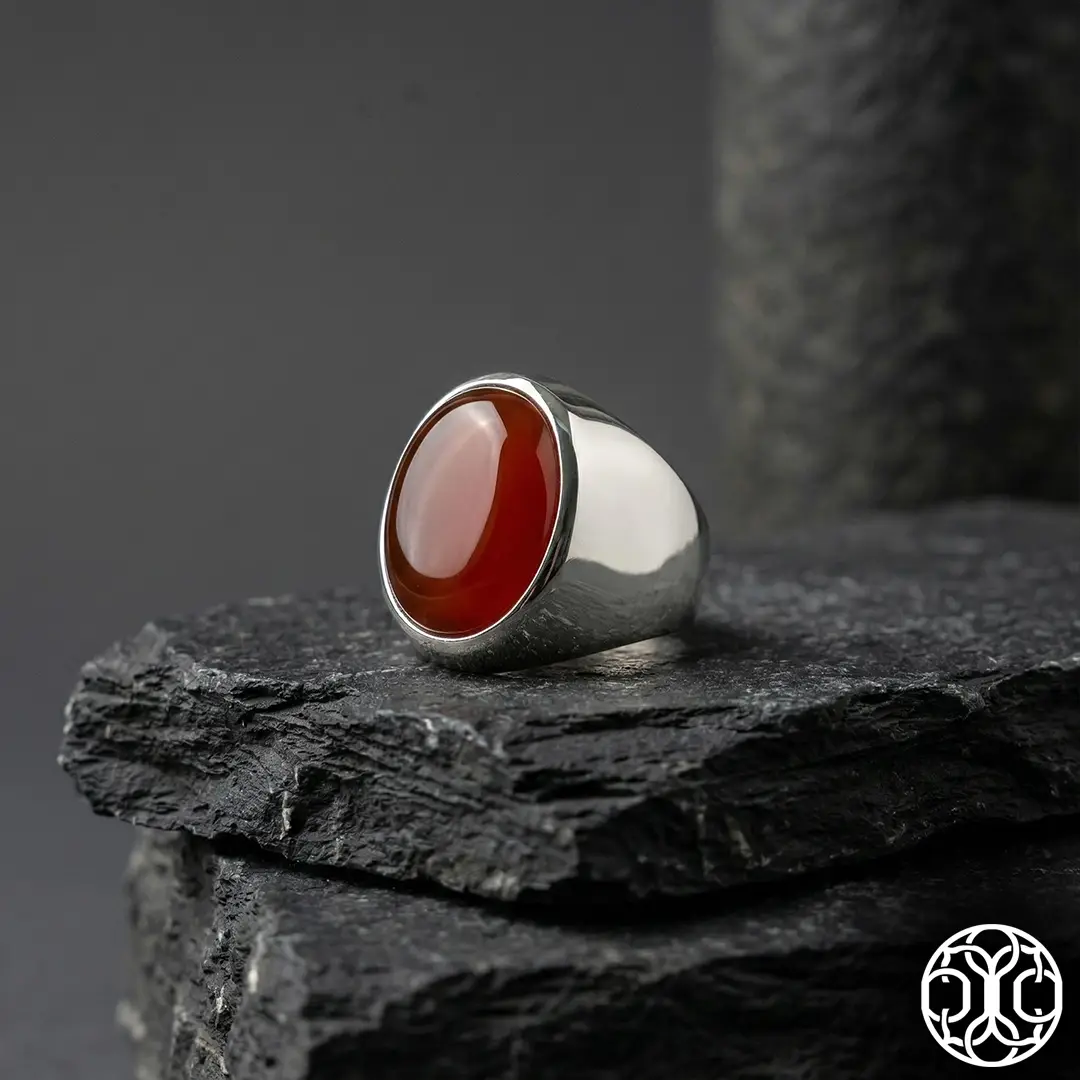 KAHVE Agate Stone-set Plain Ring