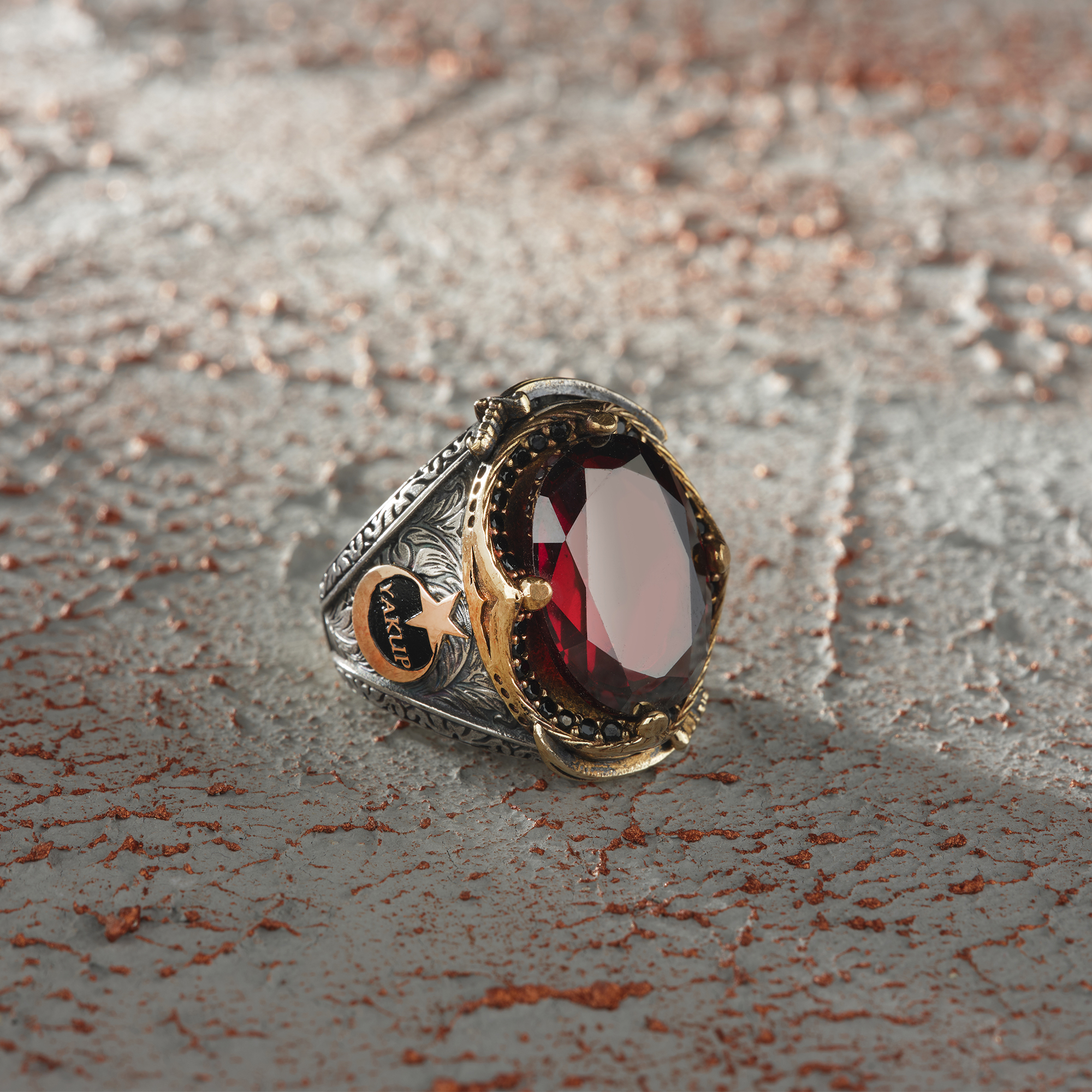 Red ATOM Stone-set Sword Ring