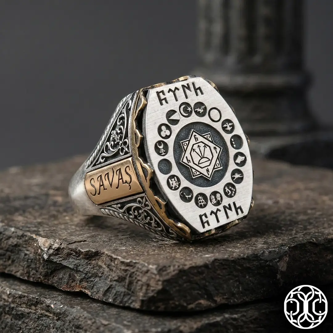16 Turkish State BAYRAĞI Engraved Silver Ring