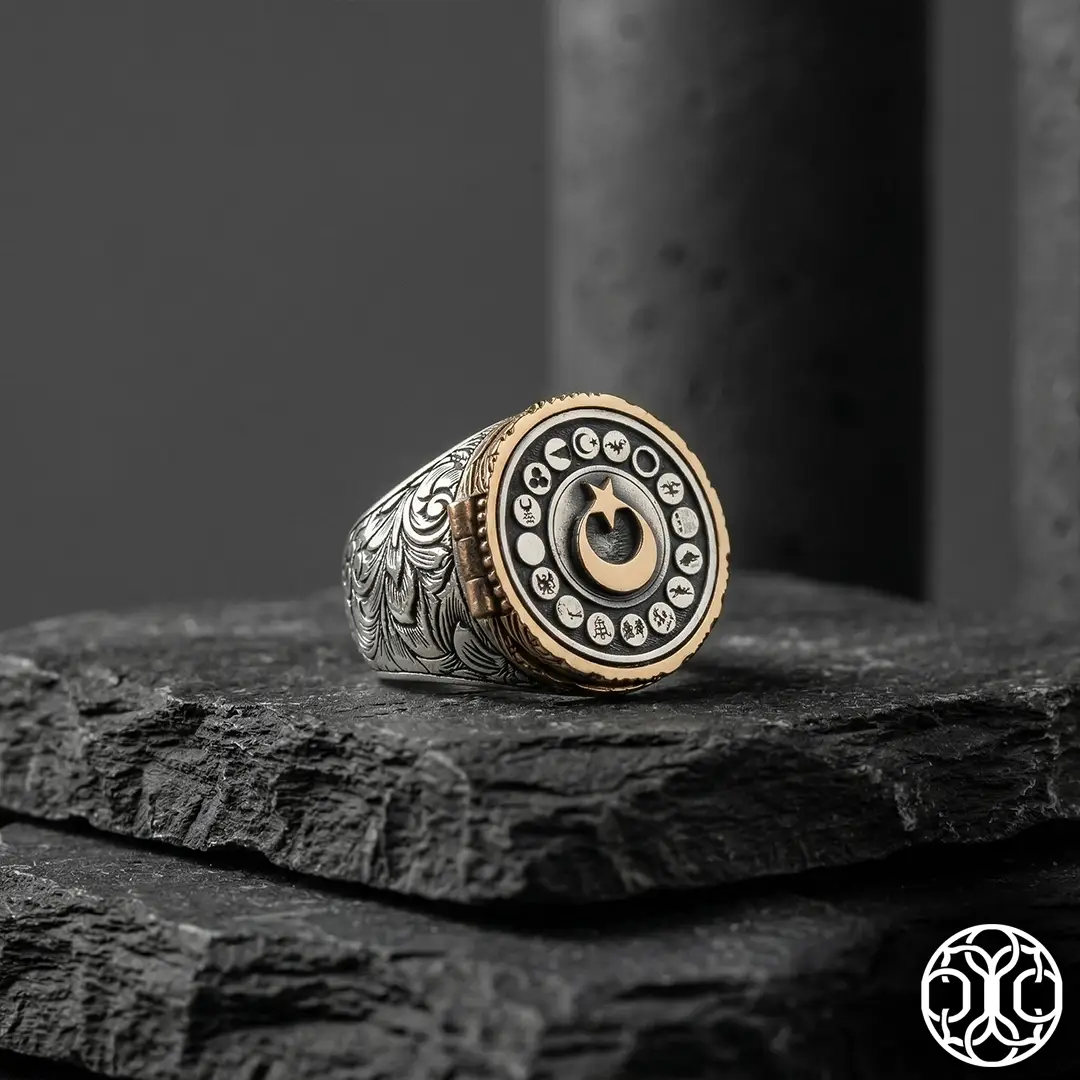 16 Turkish State & Ayet-el Kürsi Silver Ring