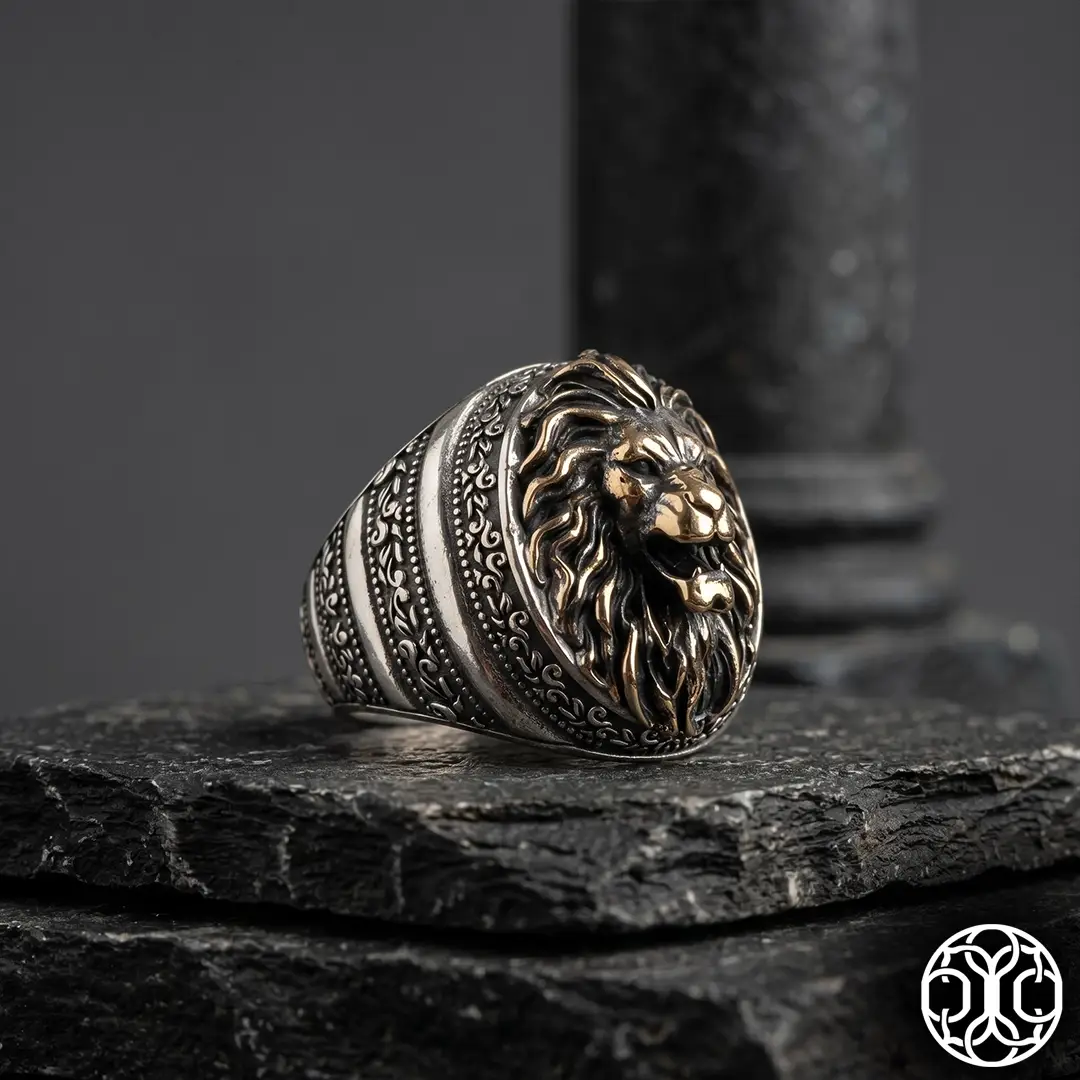 Lion Başlı Silver Ring