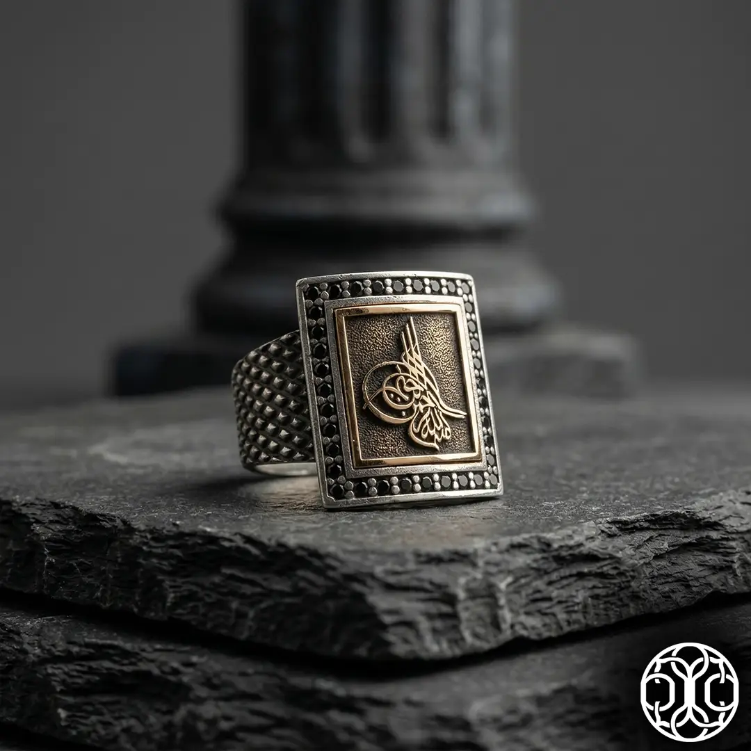 Ottoman Tughra Rectangle Silver Ring