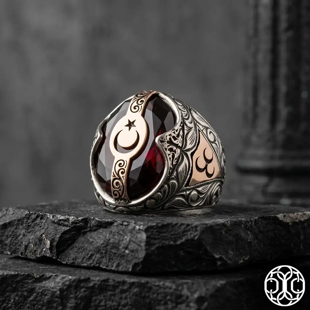 Three Hilal Grey Wolf Manşet Silver Ring