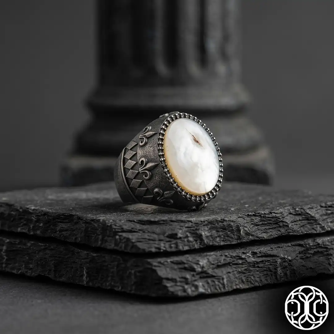 Asil Işıltı Mother-of-Pearl Stone-set Silver Men's Ring