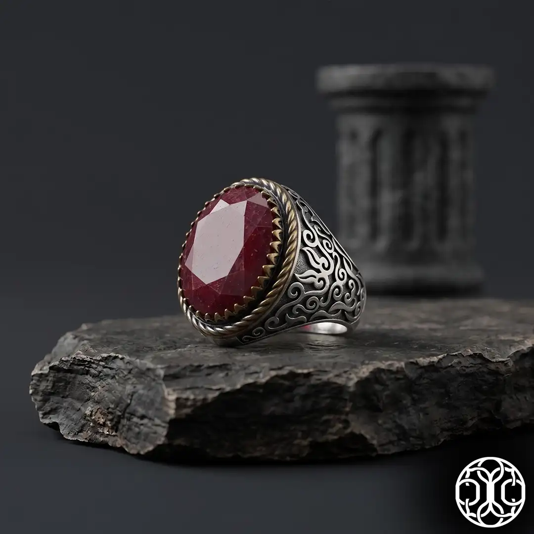 Ruby Stone-set Silver Men's Ring