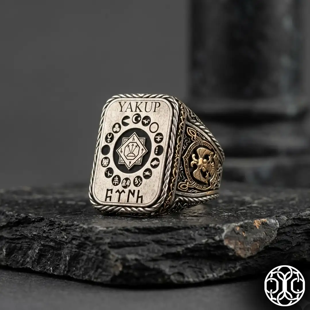 16 Turkish State Engraved Personalized Silver Ring
