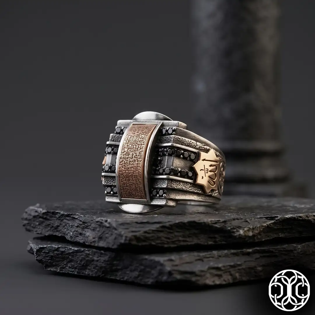Ayet-el Kürsi Kufic Calligraphy Silver Ring