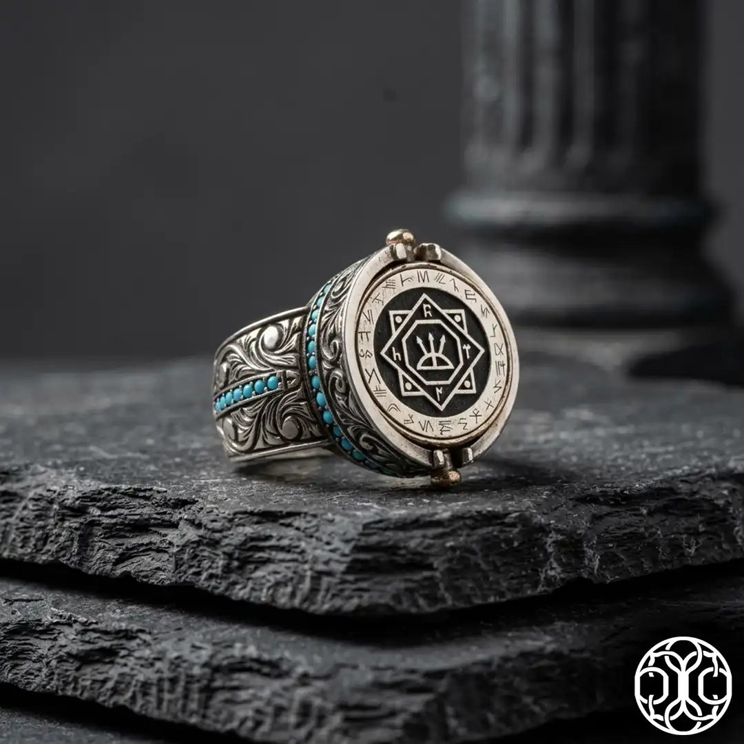 Double Sided Dönmeli Oğuz Kağan & Seljuk Eagle Silver Ring